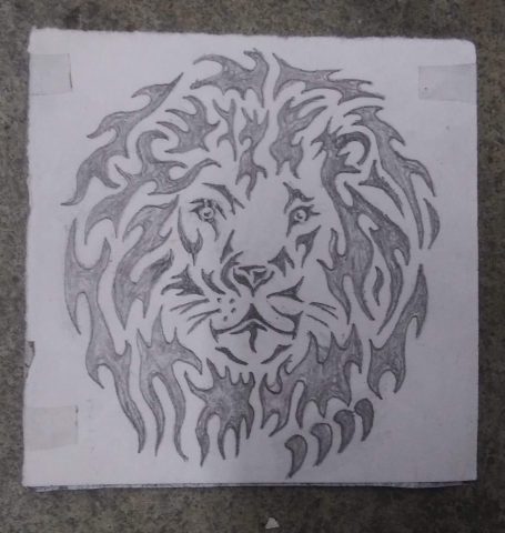 I drew this in prison and then painting it in gold on a plastic coffee mug that was painted white . I liked that mug.